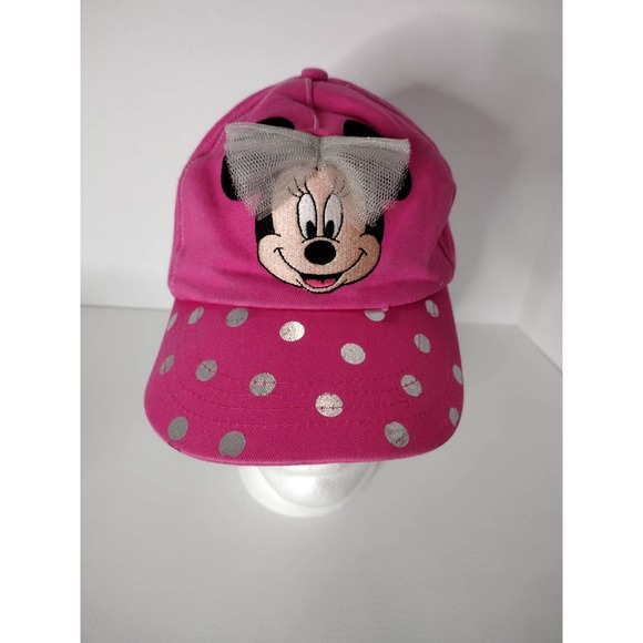Disney Mini Mouse Hat Cap Pink Bow Youth Adjustable Strap - Picture 1 of 5